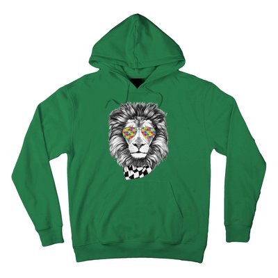 Autism Awareness Puzzle Sunglasses Lion Hoodie