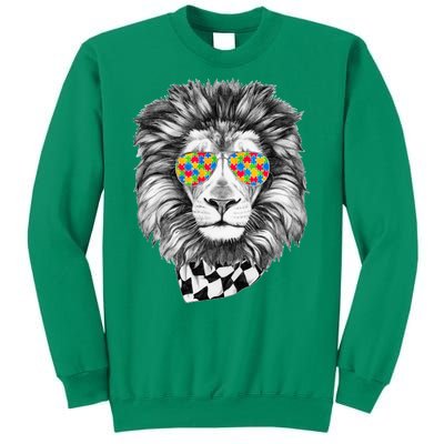 Autism Awareness Puzzle Sunglasses Lion Sweatshirt