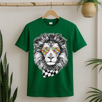 Autism Awareness Puzzle Sunglasses Lion T-Shirt