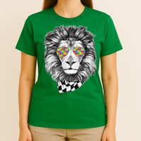 Autism Awareness Puzzle Sunglasses Lion T-Shirt