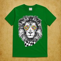 Autism Awareness Puzzle Sunglasses Lion T-Shirt