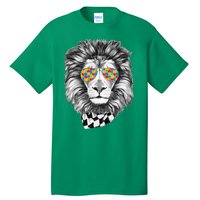 Autism Awareness Puzzle Sunglasses Lion Tall T-Shirt