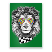 Autism Awareness Puzzle Sunglasses Lion Poster