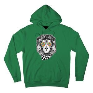 Autism Awareness Puzzle Sunglasses Lion Tall Hoodie