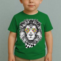 Autism Awareness Puzzle Sunglasses Lion Toddler T-Shirt
