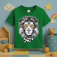 Autism Awareness Puzzle Sunglasses Lion Toddler T-Shirt