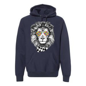 Autism Awareness Puzzle Sunglasses Lion Premium Hoodie