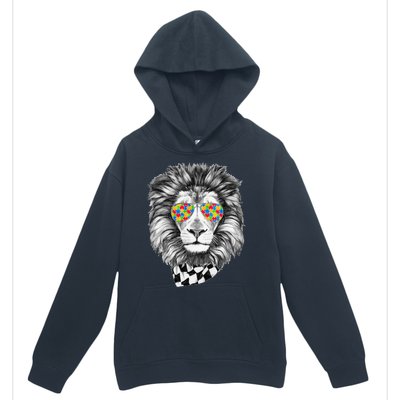 Autism Awareness Puzzle Sunglasses Lion Urban Pullover Hoodie