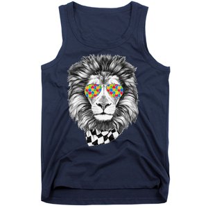 Autism Awareness Puzzle Sunglasses Lion Tank Top