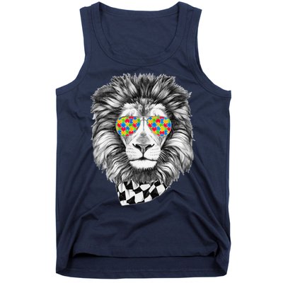 Autism Awareness Puzzle Sunglasses Lion Tank Top