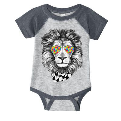Autism Awareness Puzzle Sunglasses Lion Infant Baby Jersey Bodysuit