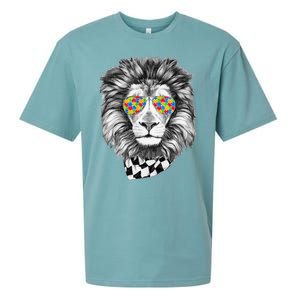 Autism Awareness Puzzle Sunglasses Lion Sueded Cloud Jersey T-Shirt