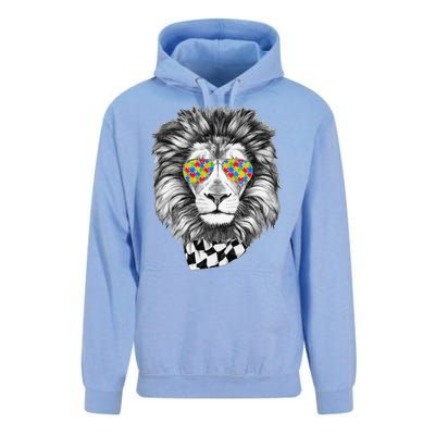 Autism Awareness Puzzle Sunglasses Lion Unisex Surf Hoodie