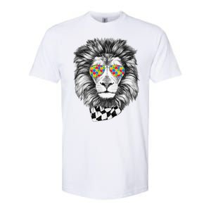 Autism Awareness Puzzle Sunglasses Lion Softstyle CVC T-Shirt