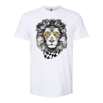 Autism Awareness Puzzle Sunglasses Lion Softstyle CVC T-Shirt