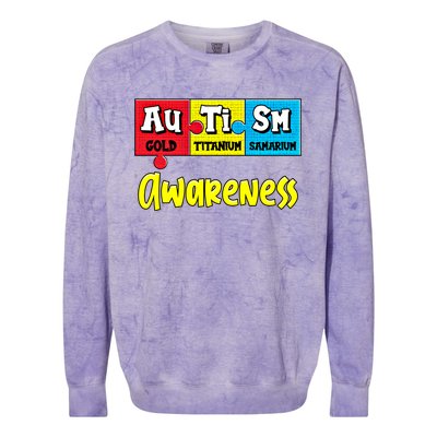 Autism Awareness Puzzle Chemical Elet Periodic Table Gift Colorblast Crewneck Sweatshirt