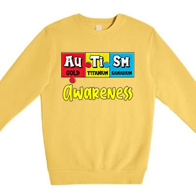 Autism Awareness Puzzle Chemical Elet Periodic Table Gift Premium Crewneck Sweatshirt