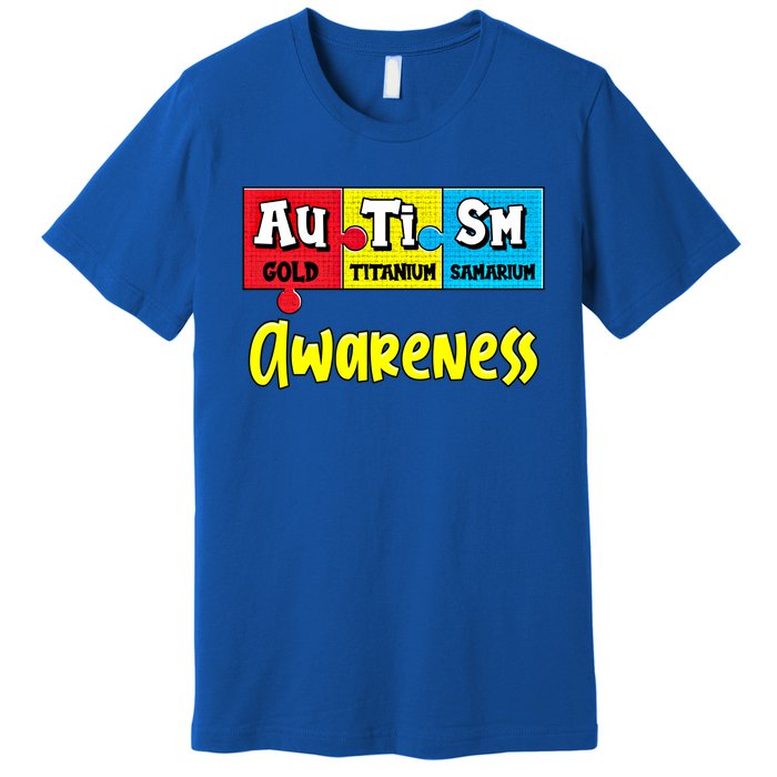 Autism Awareness Puzzle Chemical Elet Periodic Table Gift Premium T-Shirt