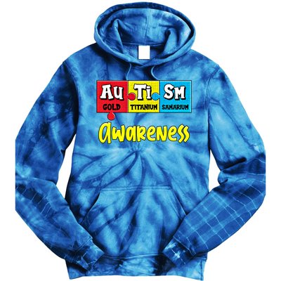 Autism Awareness Puzzle Chemical Elet Periodic Table Gift Tie Dye Hoodie