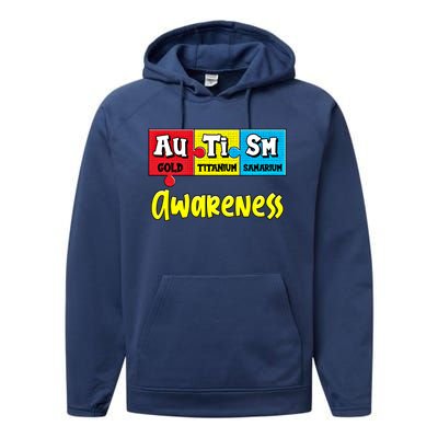 Autism Awareness Puzzle Chemical Elet Periodic Table Gift Performance Fleece Hoodie