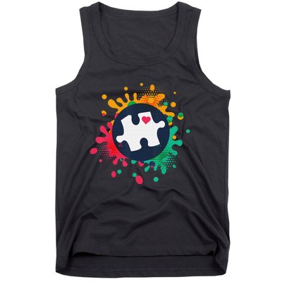 Autism Awareness Puzzle Piece Love Autistic Support Tank Top