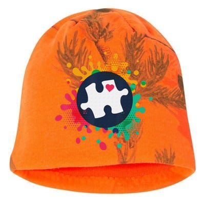 Autism Awareness Puzzle Piece Love Autistic Support Kati - Camo Knit Beanie