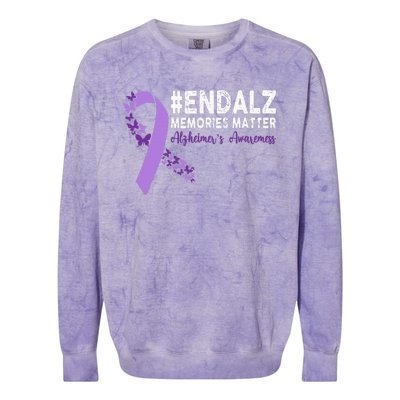 Alzheimers Awareness Purple Ribbon End Alzheimers Colorblast Crewneck Sweatshirt