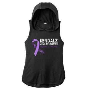 Alzheimers Awareness Purple Ribbon End Alzheimers Ladies PosiCharge Tri-Blend Wicking Draft Hoodie Tank