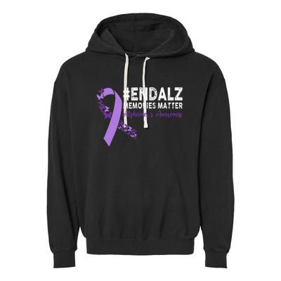 Alzheimers Awareness Purple Ribbon End Alzheimers Garment-Dyed Fleece Hoodie