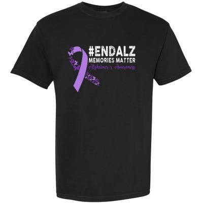 Alzheimers Awareness Purple Ribbon End Alzheimers Garment-Dyed Heavyweight T-Shirt