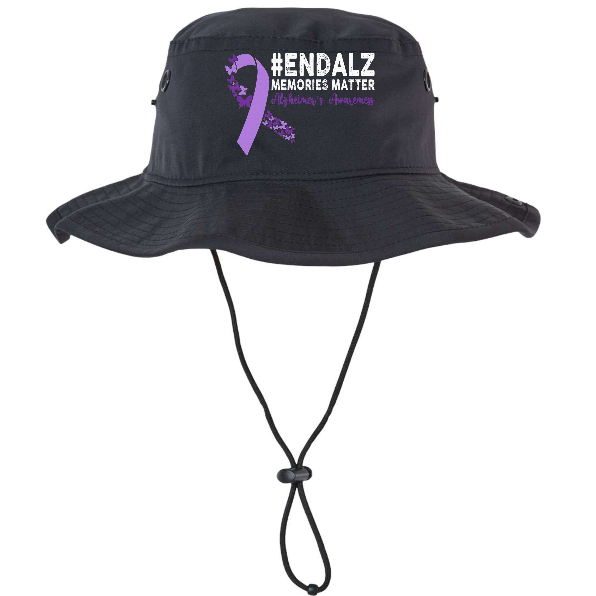 Alzheimers Awareness Purple Ribbon End Alzheimers Bucket Hat