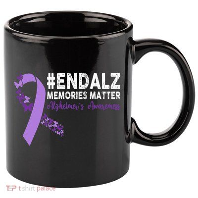 Alzheimers Awareness Purple Ribbon End Alzheimers 11oz C Handle Ceramic Mug