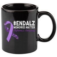 Alzheimers Awareness Purple Ribbon End Alzheimers 11oz C Handle Ceramic Mug