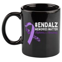 Alzheimers Awareness Purple Ribbon End Alzheimers 11oz C Handle Ceramic Mug