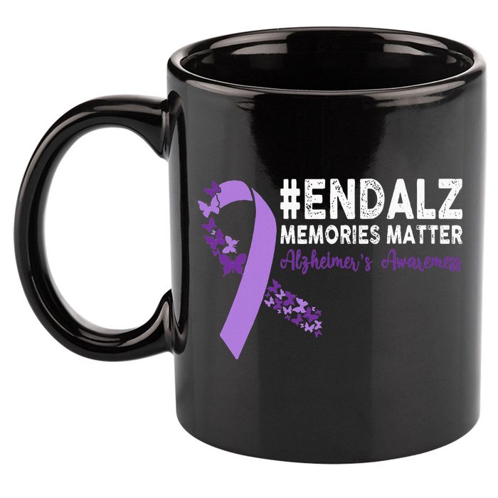 Alzheimers Awareness Purple Ribbon End Alzheimers 11oz C Handle Ceramic Mug