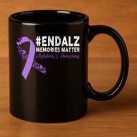 Alzheimers Awareness Purple Ribbon End Alzheimers 11oz C Handle Ceramic Mug