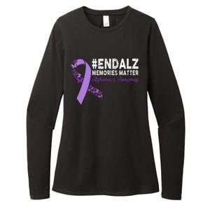 Alzheimers Awareness Purple Ribbon End Alzheimers Womens CVC Long Sleeve Shirt