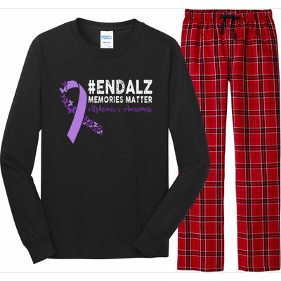 Alzheimers Awareness Purple Ribbon End Alzheimers Long Sleeve Pajama Set