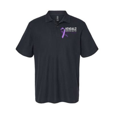 Alzheimers Awareness Purple Ribbon End Alzheimers Softstyle Adult Sport Polo