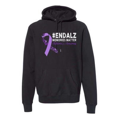 Alzheimers Awareness Purple Ribbon End Alzheimers Premium Hoodie