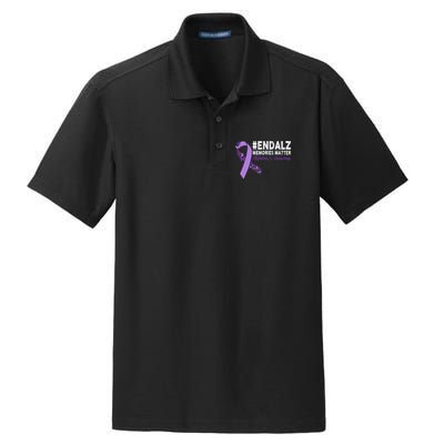 Alzheimers Awareness Purple Ribbon End Alzheimers Dry Zone Grid Polo