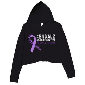 Alzheimers Awareness Purple Ribbon End Alzheimers Crop Fleece Hoodie