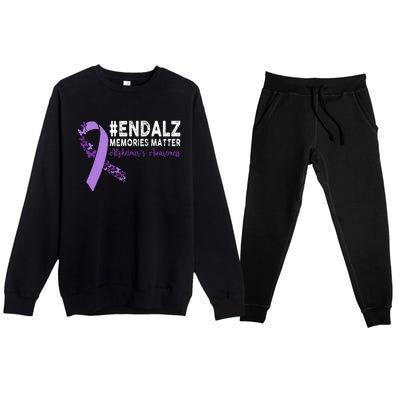 Alzheimers Awareness Purple Ribbon End Alzheimers Premium Crewneck Sweatsuit Set