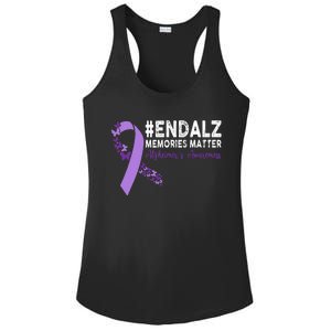 Alzheimers Awareness Purple Ribbon End Alzheimers Ladies PosiCharge Competitor Racerback Tank