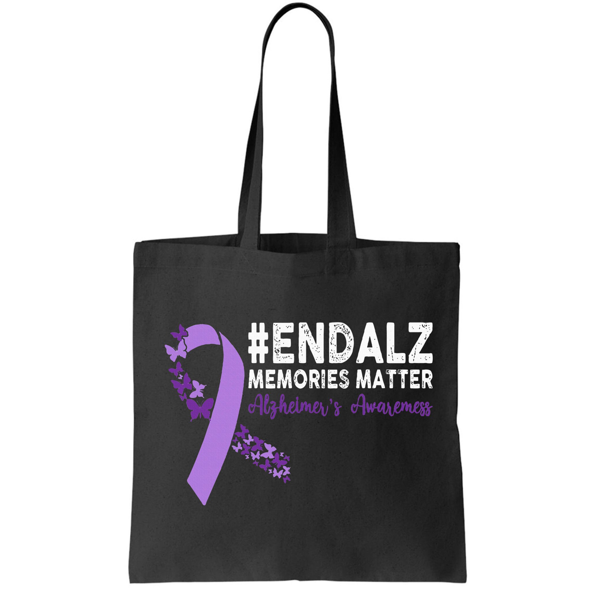 Alzheimers Awareness Purple Ribbon End Alzheimers Bag