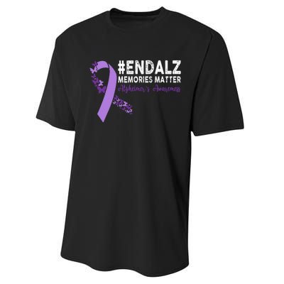 Alzheimers Awareness Purple Ribbon End Alzheimers Performance Sprint T-Shirt