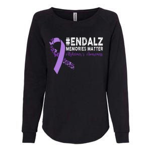 Alzheimers Awareness Purple Ribbon End Alzheimers Womens California Wash Sweatshirt