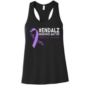 Alzheimers Awareness Purple Ribbon End Alzheimers Women's Racerback Tank