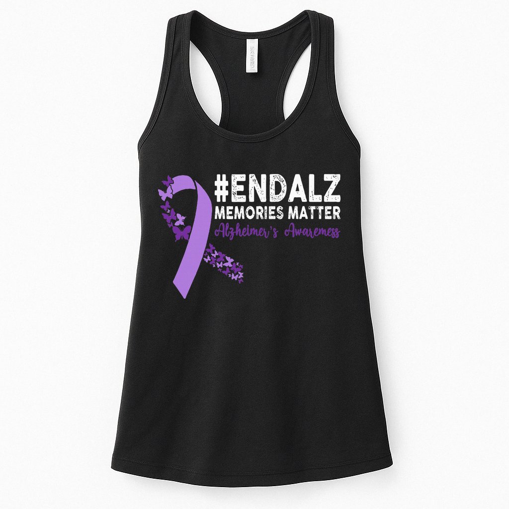 Alzheimers Awareness Purple Ribbon End Alzheimers Womens Tank Top