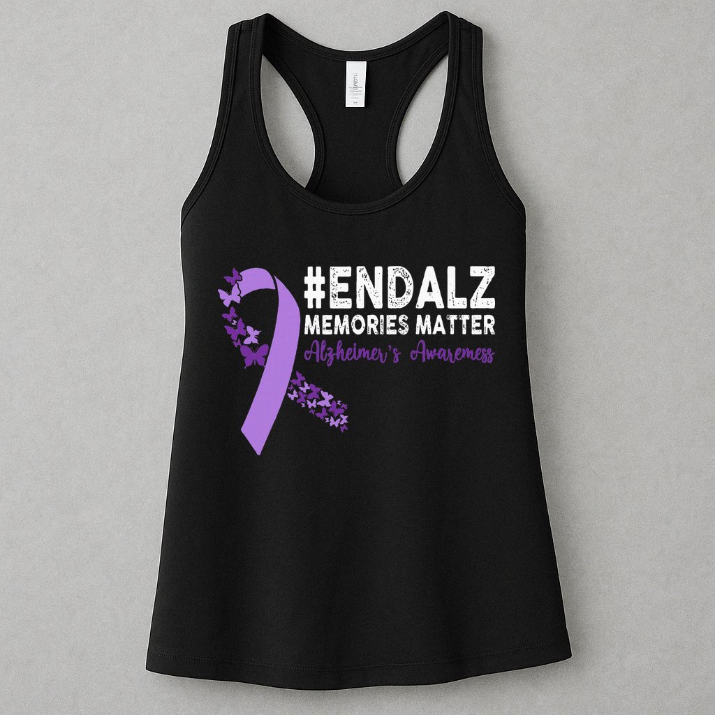 Alzheimers Awareness Purple Ribbon End Alzheimers Womens Tank Top